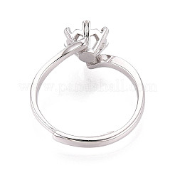 Rhodium Plated 925 Sterling Silver Engagement Solitaire Ring Settings&nbsp;STER-N016-69P
