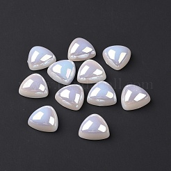 ABSプラスチック模造パール  ABカラーメッキ  三角形  ホワイト  14.5x14.5x6.5mm  穴：1.4mm&nbsp;LS-FIND-A013-09B