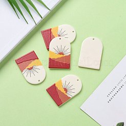アクリルパーツ  3dプリント  夕焼け模様の楕円形  カラフル  39~40x25~25.5x2~2.5mm  穴：1.8mm&nbsp;KY-I007-03G