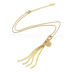 304 Stainless Steel Evil Eye & Chains Tassel Pendant Necklaces for Women&nbsp;NJEW-G101-01G