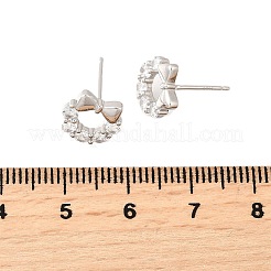 Bowknot 925 Sterling Silver Micro Pave Clear Cubic Zirconia Stud Earrings&nbsp;EJEW-S271-02P