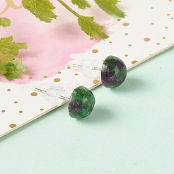 Half Round Natural Mixed Gemstone Stud Earrings for Girl Women&nbsp;EJEW-JE04664
