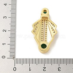 真鍮製マイクロパヴェキュービックジルコニアペンダント  カドミウムフリー＆鉛フリー  本物の18K金メッキチャーム  グリーン  31.5x18x6.5mm  穴：4.5x2.5mm&nbsp;KK-B124-05G-01