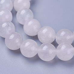 天然のホワイトジェードラウンドビーズ連売り  8mm  穴：1mm  約48~50個/連  15インチ&nbsp;G-N0120-03-8mm