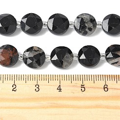 天然石トルマリンビーズ連売り  ファセット六角形カットのコインビーズ  フラットラウンド  シードビーズで  10~10.5x5.5mm  穴：0.7mm  約32個/連  15.35インチ（39cm）&nbsp;G-C116-A157-01