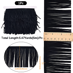 ベルベットのタッセルフリンジトリミング  DIYラテンドレスステージ服アクセサリー用  ブラック  81x0.8mm&nbsp;DIY-WH20011-57A