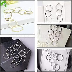 304ステンレススチールリンクリング  六角  ステンレス鋼色  13.5~20x12~22.5x0.8mm  36個/箱&nbsp;STAS-UN0007-01P
