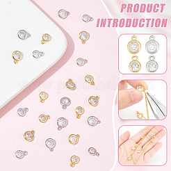 24Pcs 4 Colors Brass Cubic Zirconia Pendants&nbsp;KK-BC0013-59