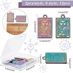 12スタイルラックメッキレインボーカラー合金ペンダント6個。  カドミウムフリー＆ニッケルフリー＆鉛フリー  タロットチャーム  23.5x14.5x1.5mm  穴：1.8mm  2個/スタイル&nbsp;FIND-CA0004-52