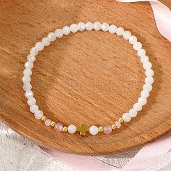 Round Cat Eye & Glass Beaded Stretch Bracelets&nbsp;XO2453