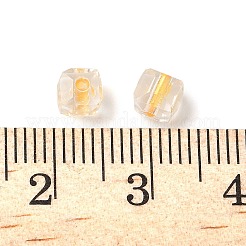 69個のガラスシードビーズ  キューブ  多面カット  ゴールド  4.5x4.5x4.5mm  穴：1mm&nbsp;GLAA-Q120-01G