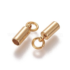 201ステンレススチールコードエンド  エンドキャップ  コラム  24KGP本金メッキ  8.5x3mm  穴：2.5mm  内径：2.4mm&nbsp;X-STAS-L226-016A-G