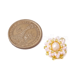 シードビーズ ビーズチャーム  花のペンダント  ラベンダーブラッシュ  18x17x7.5mm  穴：2.5mm&nbsp;PALLOY-MZ00273-01
