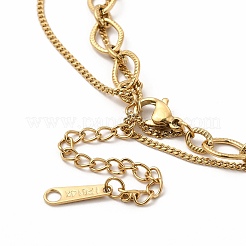 Ion Plating(IP) 304 Stainless Steel Oval Link & Curb Chains Double Layer Necklaces for Women&nbsp;NJEW-E081-01G