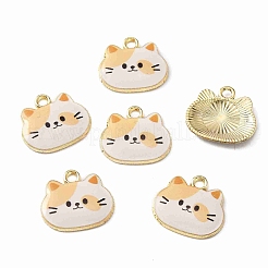 合金エナメルチャーム  猫  ライトゴールド  砂茶色  18x19.5x2.5mm  穴：2mm&nbsp;ENAM-CJC0011-61F-LG