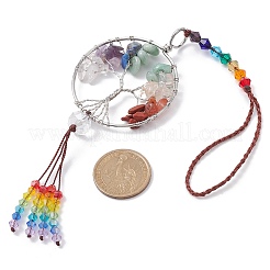 7 Chakra Gemstone Chip Pendant Decoration&nbsp;HJEW-JM01440