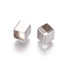 変色しにくい304ステンレススチールビーズ  キューブ  ステンレス鋼色  6x6x6mm  穴：5x5mm&nbsp;STAS-F205-01P-B