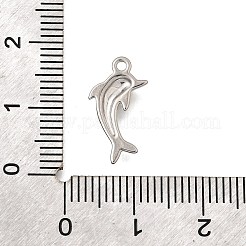 オーシャンシリーズ 304 ステンレススチールチャーム  変色防止  イルカ  14.5x8.5x2.5mm  穴：1.2mm&nbsp;STAS-H477-01E-P