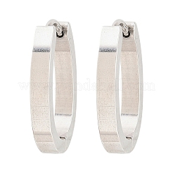 201 ステンレススチールフープピアス  オーバル  304ステンレスピン付き  ステンレス鋼色  21.5x16.5x3mm&nbsp;EJEW-T056-03P-02