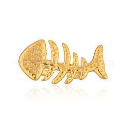 女性用304ステンレススチールオープンカフリング  魚の骨  18KGP本金メッキ  15mm  内径：16.8mm&nbsp;ZD2637