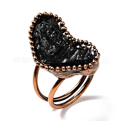 Natural Tektite Geometry Chunky Open Cuff Ring&nbsp;G-D468-37R