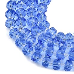 透明ガラスビーズ連売り  ロンデル  多面カット  コーンフラワーブルー  5.5x4mm  穴：1.2mm  約99~103個/連  56~63cm&nbsp;GLAA-P076-01A-08