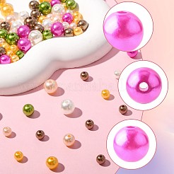 750個 18色スプレー塗装ABSプラスチック模造パールビーズ  ラウンド  ミックスカラー  6~10x5.5~9.5mm  穴：1.8~2.3mm&nbsp;OACR-FS0002-37