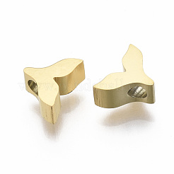 304ステンレススチールチャーム  フィッシュテールの形  ゴールドカラー  6x8x3mm  穴：1.8mm&nbsp;X-STAS-R112-011A