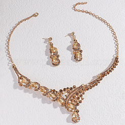 Teardrop Alloy Rhinestone Bib Necklaces & Stud Earring Sets for Women&nbsp;FS-WG2AA93-02