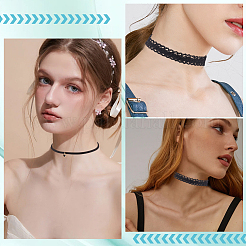 6Pcs 6 Styles Gothic Flower Lace Choker Necklaces for Women&nbsp;NJEW-SC0001-76