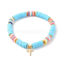 Polymer Clay Heishi Beads Stretch Bracelets Sets for Valentine's Day&nbsp;BJEW-JB06298-01