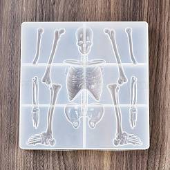 Skeleton Head and Body Skeleton Frame Silicone Mold for Halloween Series of Yu Meiren DIY Drop Glue Plaster Ornaments Grinding&nbsp;DIY-A054-15