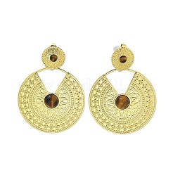 304 Stainless Steel Natural Tiger Eye Boho Stud Earrings&nbsp;EJEW-S244-01G-B