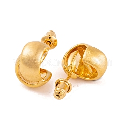 Cross Drawbench Brass Half Hoop Stud Earrings for Women&nbsp;EJEW-G391-11G