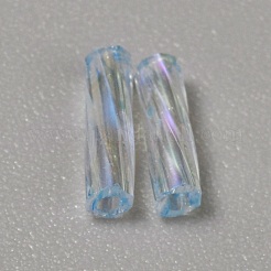 Transparent Colours Rainbow Glass Twist Bugle Beads&nbsp;GLAA-WH0039-12F