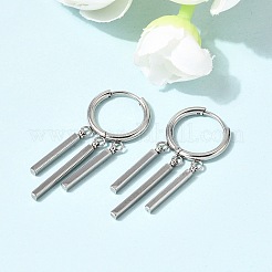 スティック304ステンレススチールシャンデリアピアス  201ステンレススチールフープと316ステンレススチールイヤーピン付き  ステンレス鋼色  39x16x2.5mm&nbsp;EJEW-L309-02A-P