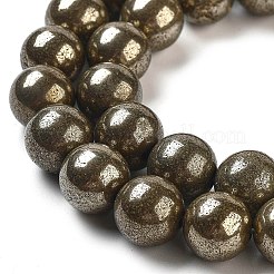 Natural Pyrite Round Beads Strands&nbsp;G-F197-10-10mm