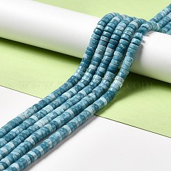 天然石ビーズ連売り  模造ラリマー  染め  ヒシビーズ  フラットラウンド/ディスク  空色  6.5x3mm  穴：1mm  約128~129個/連  15.04インチ（38.2cm）&nbsp;G-F730-03B