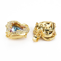 Rack Plating Brass Micro Pave Clear Cubic Zirconia Pendants&nbsp;X-KK-T060-10-RS