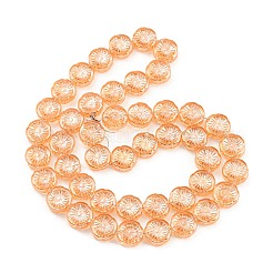 フルメッキ電気メッキガラス透明ビーズ連売り  花  砂茶色  14x14.5x5.5mm  穴：1.2mm  約45個/連  25.83インチ（65.6cm）&nbsp;EGLA-G037-10A-FP01