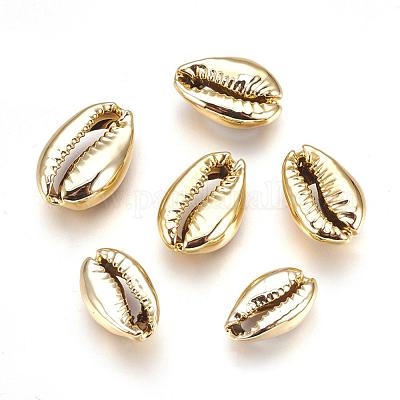 電気めっきされたシェルビーズ  カウリのシェル  ゴールドカラー  15~20x10~12x5~6mm  穴：12~14x2~3mm&nbsp;BSHE-O017-13G-1