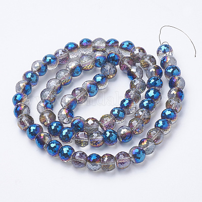 Electroplated Glass Beads Strands&nbsp;EGLA-Q092-8mm-A07-1