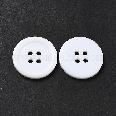 樹脂ボタン  染め  フラットラウンド  ホワイト  20x3mm  穴：2mm  195個/袋&nbsp;RESI-D030-20mm-01-1