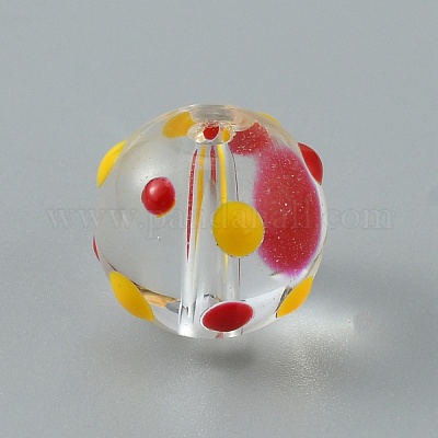 手作りランプワークビーズ  ラウンド  水玉模様  12x11mm  穴：1.6mm&nbsp;LAMP-CJC0007-10C-1