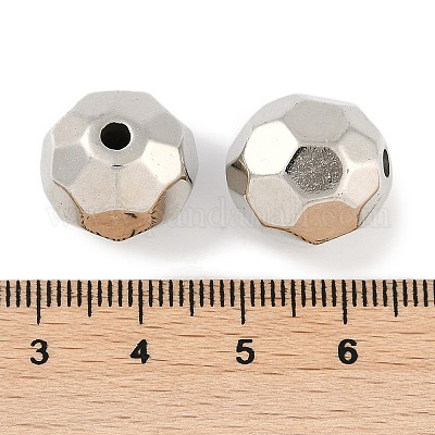 CCBプラスチックビーズ  ラウンド  多面カット  15.5x15mm  穴：2.5mm&nbsp;ALUM-U001-01B-07-1