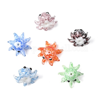 6Pcs 6 Colors Handmade Bumpy Lampwork Beads Strands&nbsp;LAMP-FS0001-54-1