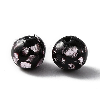 手作りランプワークビーズ  ラウンド  ピンク  8x7.5mm  穴：1.2mm&nbsp;GLAA-WH0033-48D-1