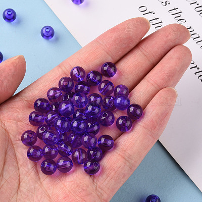 透明なアクリルビーズ  ラウンド  青紫色  8x7mm  穴：2mm  約1745個/500g&nbsp;MACR-S370-A8mm-748-1