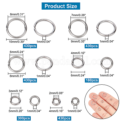Stainless Steel Open Small Jump Rings For Jewelry Making Diameter  4/5/6/8/9/10mm Wire, 18 Gauge(About 1000Pcs/box)