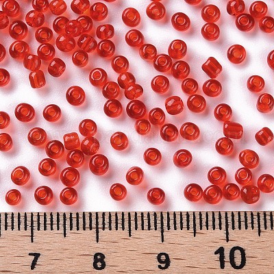 ガラスシードビーズ  トランスペアレント  ラウンド  レッド  8/0  3mm  穴：1mm  約666粒/30g&nbsp;X2-SEED-A004-3mm-5-1
